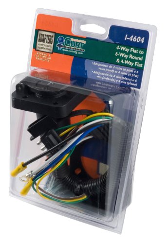 CURT Dual-Output 57604 4-Way Flat Vehicle-Side to 6-Way Round Trailer Wiring Adapter