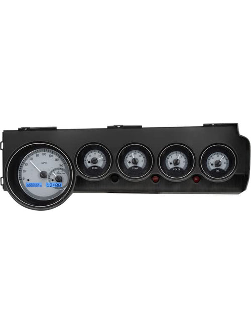 Dakota Digital VHX-70D-STD-S-B Gauge Instrument System Compatible with 1970-74 Mopar E-Body: Challenger & Barracuda Silver Alloy Blue Backlighting