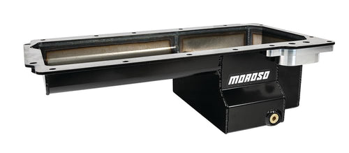 Moroso Steel Wet Sump Oil Pan 20148, Fits GM LS Engines, Road Race Baffle, Remote Oil Filter