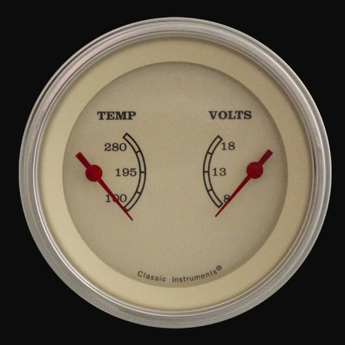 Vintage Classic Instruments VT74SLC Dual Gauge - Temp & Volt Gauge 3 3/8"