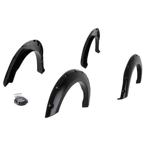 TrailFX Fender Flare PFFF3011T, 2-3/4 Inch Front Tire Coverage, Bolt On Style, 3 Inch Rear Tire Coverage, Textured, Black, ABS Plastic, Set Of 4, Fits 2021-2023 Ford F-150
