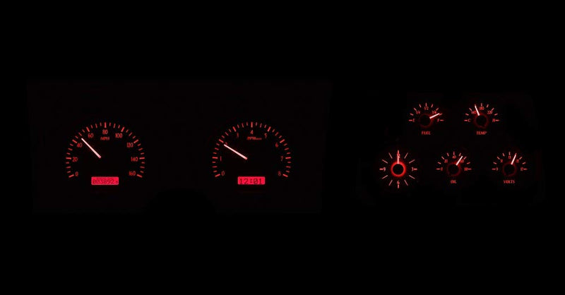 Dakota Digital VHX System Compatible with 1978-82 Chevy Corvette-Analog Clock-Carbon Fiber Style Face w/Red Display