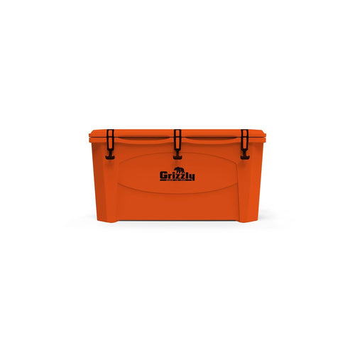 100 Cooler Grizzly | 100 qt Ice Chest Durable Rotomolded Insulated | Made in USA | Warranty for Life | for Beach Boat Camping Fishing Hunting | G100 | Orange