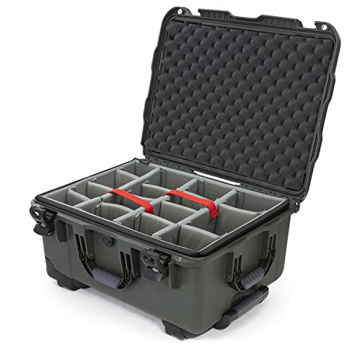 NANUK Waterproof Hard Case 950 with Wheels and Padded Divider, Olive