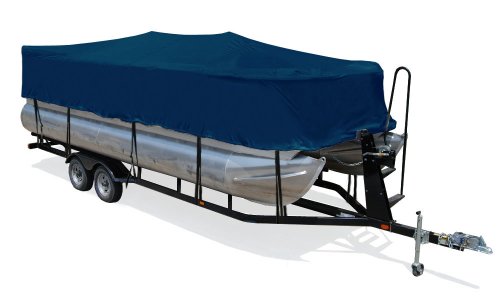 Trailerite Taylor Made Products Semi-Custom Boat Cover for Pontoon Boats with Outboard Motor, Navy (21'1" - 22'0" CL x 96" B)