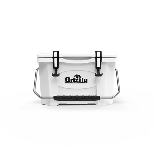 20 Cooler Grizzly | 20 qt Ice Chest Durable Rotomolded Insulated | Made in USA | Warranty for Life | For Beach Boat Camping Fishing Hunting | G20 | White