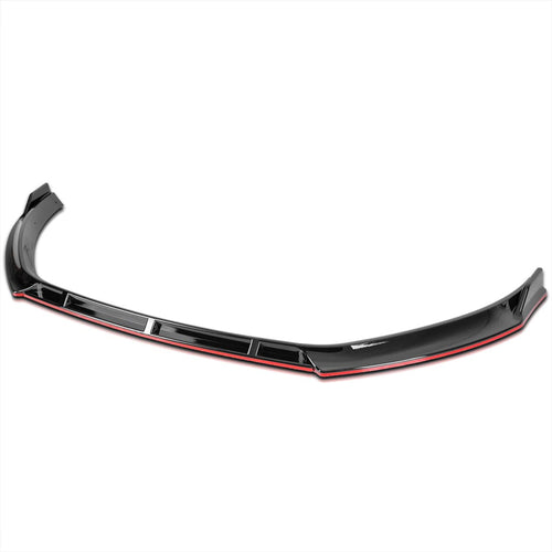 Glossy Black Spec-D Tuning Red Trim Front Bumper Lip Spoiler Kit 3PC Compatible with Volkswagen Golf 2014-2017