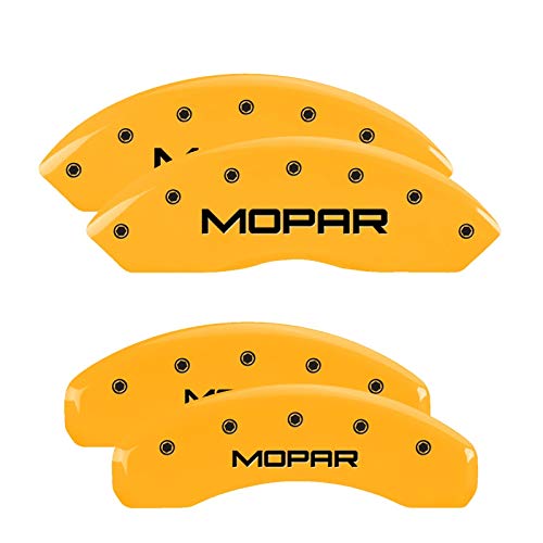 Brake Caliper Covers MGP - Compatible with 2019-2025 RAM 2500 and 3500 (Requires 18"+ Wheels) Powder-Coated Finish, 4 PCS Front and Rear (Yellow - Mopar Engraving)