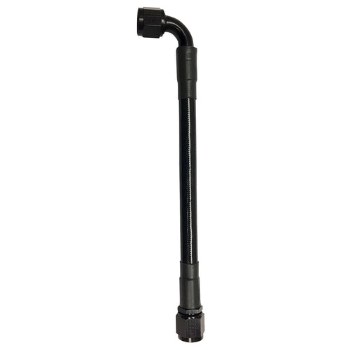 Black -6AN Fragola PTFE Hose Assembly Straight x 90 Degree 30in