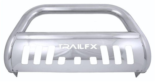 Toyota Tacoma 2016-2023 TrailFX B0030B Bull Bar Fits Tubular 3 Inch Black Powder Coated Steel, with Skid Plate, Holes for Optional Lighting