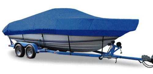 Semi-Custom Trailerite Boat Cover for Walk-Around Cuddy Cabin Boats with Inboard/Outboard Motor, Pacific Blue (20'5" - 21'4" CL x 102" B)