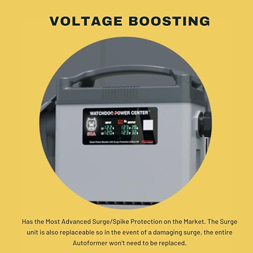 Watchdog Power Center WPC30A, Power Watchdog - Voltage Booster & Surge Protector with EPO Shut Off, Bluetooth & WiFi, and LCD Display - 30 Amp