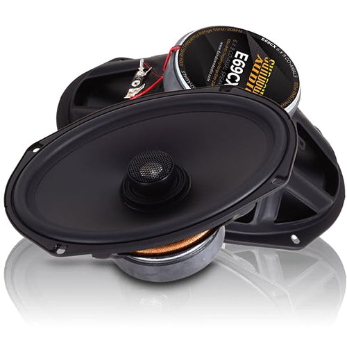 E-69CX Sundown Audio 6"x9" Coaxial Car Speakers - 2-Way Full Range System with Titanium Tweeters - 100W RMS, 4-Ohm - Direct OEM Upgrade, 3.5" Mount, Grilles for Hard-Hitting Clear Audio