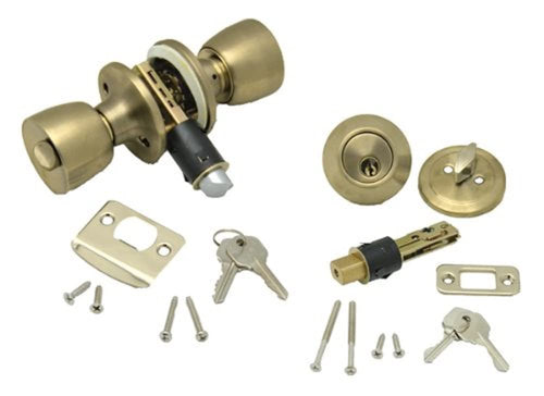 AP Products Combo Lock Set 013-234 with Knob Lock and Dead Bolt - Polished Brass