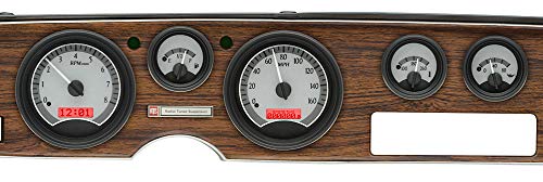 Dakota Digital Dash Analog Gauge Cluster Kit 70-81 Pontiac Firebird Silver Alloy Red VHX-70P-FIR-S-R