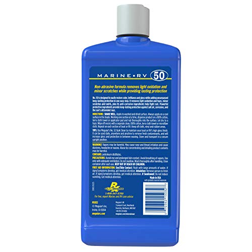 Marine/RV Meguiar's M5032 One Step Cleaner Wax, Easy-to-Use Marine Wax for Boats and RVs That Removes Light Defects, Restores Color Brilliance, and Protects the Surface, 32 Fl Oz