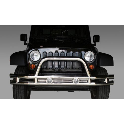 Rugged Ridge Front Dual Tube Bumper | Full-Width w/Hoop, Stainless Steel | 11563.10 | Fits 2007-2018 Jeep Wrangler JK