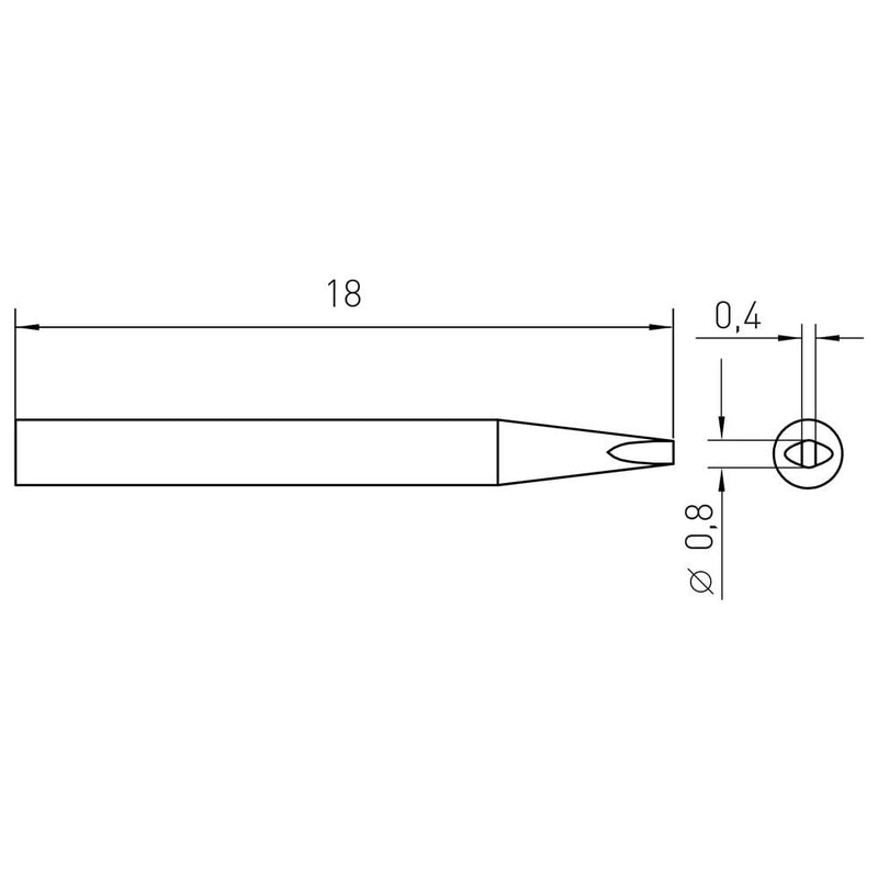 Weller Chisel Tip T0054462399N Cartridge,RT9MS,.8X0.4MM, Black
