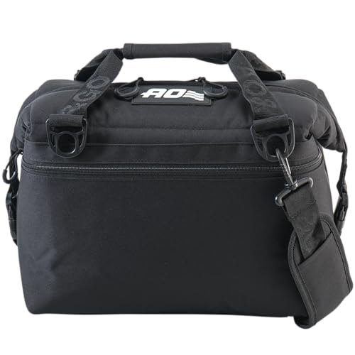 AO Coolers Soft-Sided Original Cooler Bag, Leak-Proof, Insulated, Lightweight, Black, 12-Can