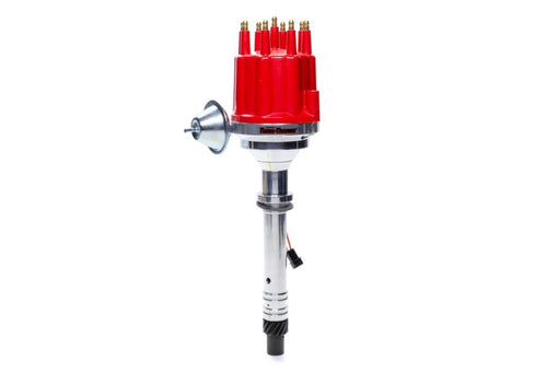 Flame-Thrower Pertronix D300711 Distributor, Plug N Play Billet, Magnetic Pickup, Mechanical Advance, HEI Style Terminal, Red, Compatible with Chevy V8, Each
