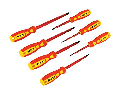 Wilmar Phillips & Slotted 2797884 Electrical Screwdriver Set44; Chrome Vanadium Steel Red & Yellow - 7 Piece