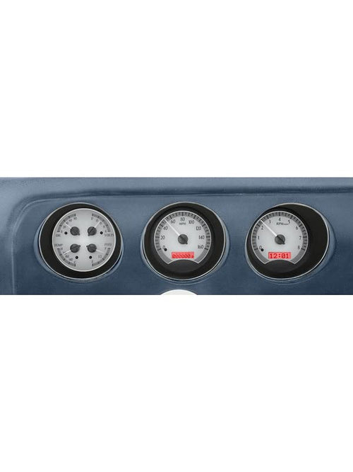 Dakota Digital VHX-69P-GTO-S-W Analog Dash Gauge System Compatible with 1969 Pontiac GTO Le Mans Silver Alloy Style White Backlighting