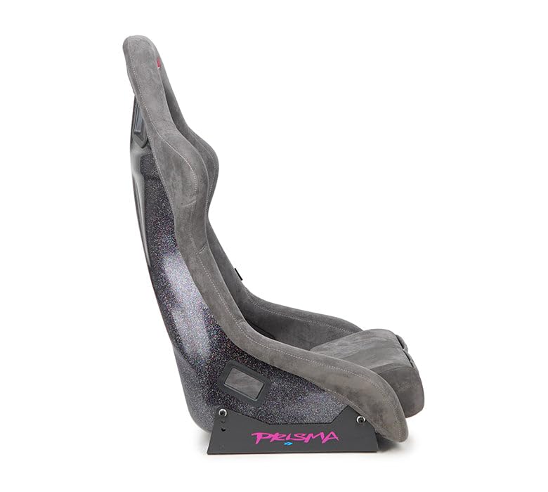 NRG Innovations Universal Fixed Back NRG-FRP-302GM-PRISMA Bucket Racing Seat for 5-Point Harnesses, Size L, Gun Alcantara Material, 24" W X 35" H X 18" D
