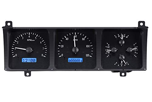 Dakota Digital VHX System Compatible with 1986-91 Jeep Wagoneer/J-Trucks Black Alloy Style Face w/Blue Display
