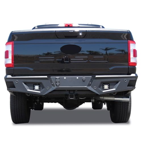 Heavy Duty Black Horse Armour Rear Bumper Matte Black Compatible with 2021-2025 Ford F-150|2022-2025 Ford F-150 Lightning-ARB-F121