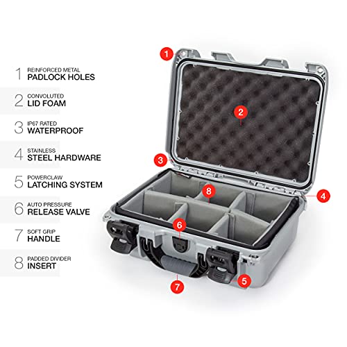 Waterproof Nanuk 915 Hard Case with Padded Dividers - Silver