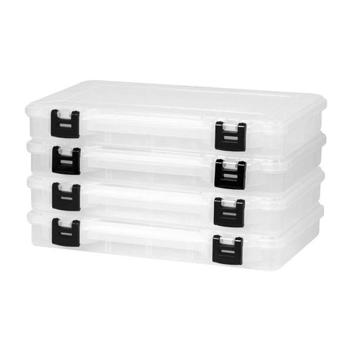 3700 Plano ProLatch StowAway 4-Pack, Clear and Black, ProLatch Locking System, Transparent Design to Quickly Identify Contents, Fits 3700 Series Tackle Bags