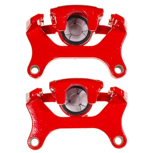 Rear Power Stop S15018 Pair of High-Temp Red Powder Coated Calipers