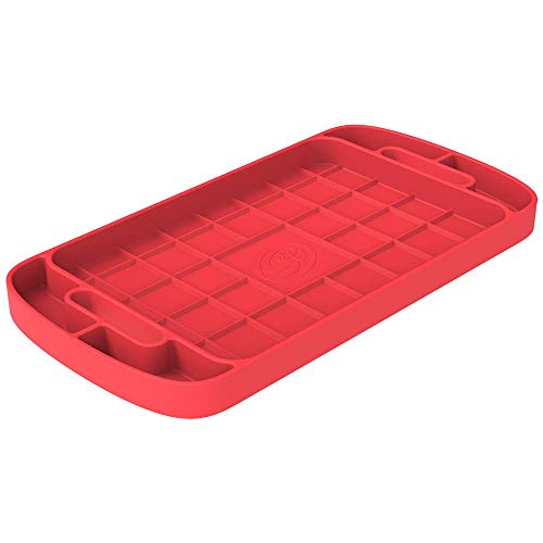 S&B Flexible Non-Slip Silicone Tool Tray | Tool Mat | Tool Organizer | Tool Holder (Large, Pink, 80-1003L)