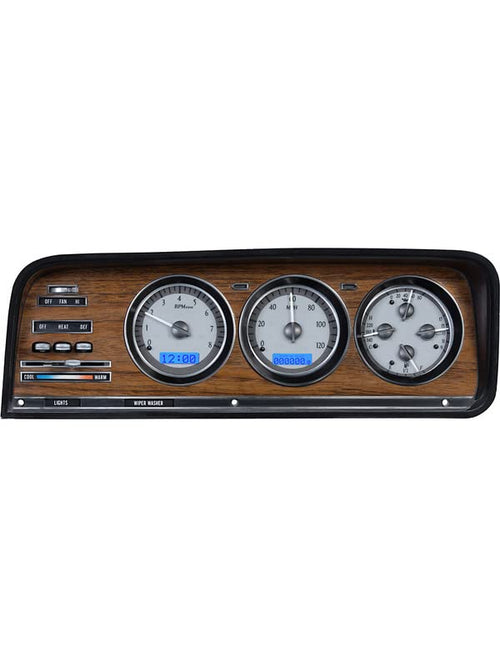 Dakota Digital VHX-73J-WAG-S-B Jeep Wagoneer Compatible with 1973-85 Analog Dash Gauge System Silver Alloy Blue Backlighting