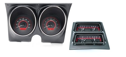 68 Chevy Camaro Dakota Digital with Console Gauges VHX Analog Dash Carbon Fiber Blue VHX-68C-CAC-C-B