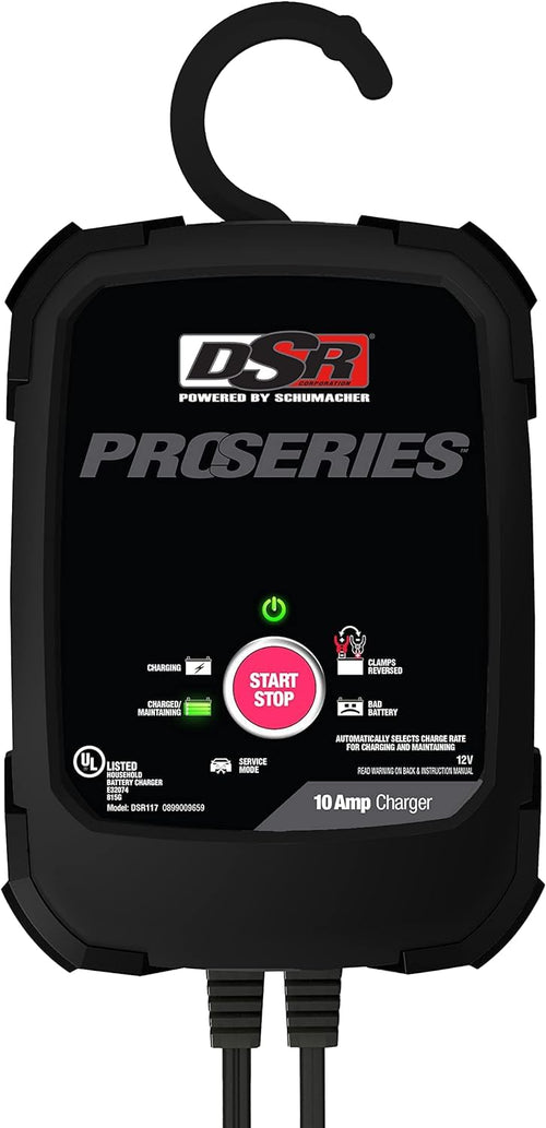 12V Schumacher Electric DSR Pro Series Battery Charger for Cars, Trucks & SUVs - Service-Mode & Reverse Hook-Up Protection - Microprocessor-Controlled - DSR117