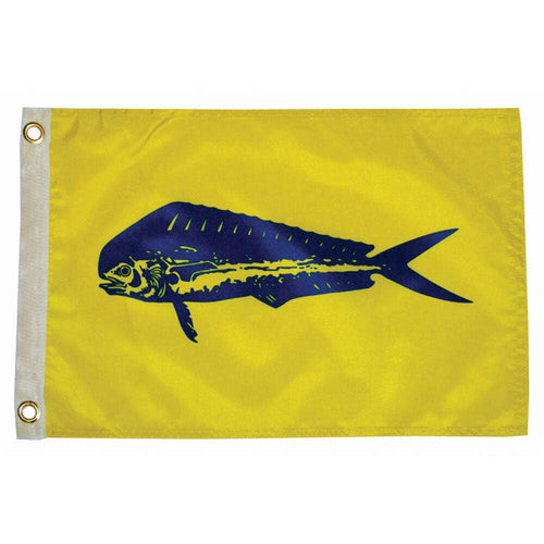 Dolphin Flag - Taylor Made Fishermans Catch (12" x 18") — Show Off Your Love of Dolphins with this Dolphin Flag — Nylon Construction - Brass Grommets - Water Repellent —2020109169