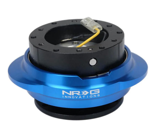 NRG Innovations GEN 2.2 NRG-SRK-220BK-BL Steering Wheel Quick Release Adapter, 6-Hole & 6x70 and 6x74mm Bolt Patterns Black Body/Shinny Blue Oval Ring