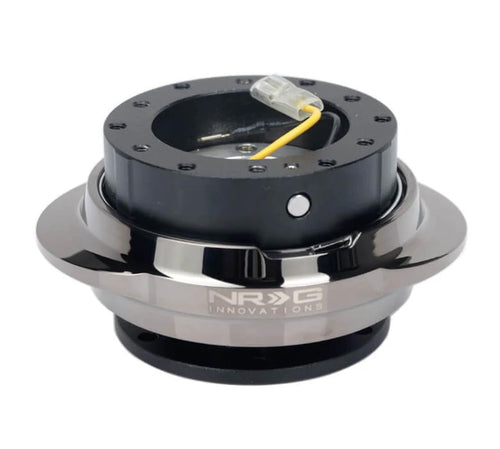 SRK-220BKC NRG Innovations Gen 2.2 Steering Wheel Quick Release Adapter with Bolts & Allen Key,6 X 70mm / 6 X 74mm Bolt Pattern,Black Body/Black Chrome Ring