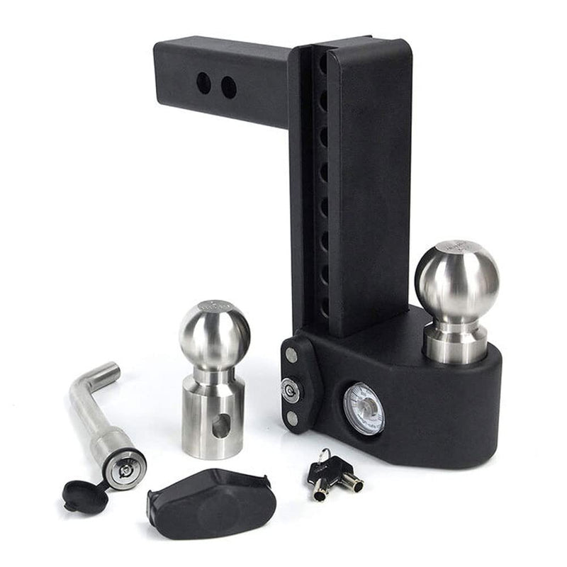 Weigh Safe Drop Steel Hitch - Adjustable Trailer Hitch with Ball Mount - Designed for 2.5" Receivers - Includes 2 Tow Balls - 8" Drop Hitch, 22,000 lbs GTW, 2-Piece Lock Set