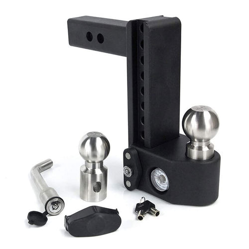 Weigh Safe Drop Steel Hitch - Adjustable Trailer Hitch with Ball Mount - Designed for 2.5" Receivers - Includes 2 Tow Balls - 8" Drop Hitch, 22,000 lbs GTW, 2-Piece Lock Set