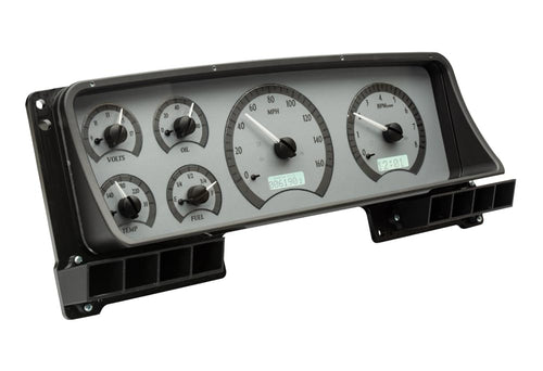 Dakota Digital VHX-87F-PU-S-W Analog Dash Gauge System with Compatible 1987-91 Ford Pickup and Bronco, Silver Alloy Style, White Backlighting