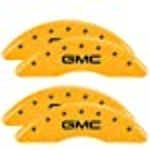 MGP 34219SGMCYL Caliper Covers GMC Yellow Powder Coat Finish, Black Characters, Set of 4