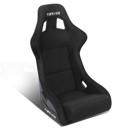 NRG Innovations Fixed Back NRG-RSC-302CF-BL Bucket Racing Seat with Universal Side Mount Bracket, Blue Carbon Fiber Back