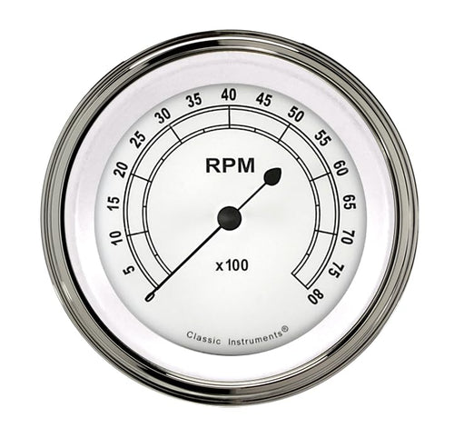 Classic Instruments 3In CW80SLC Classic White Tachometer 8000 RPM