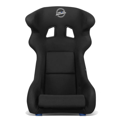 NRG Innovations Arrow Embroidery NRG-FRP-600WT Fixed Back Bucket Racing Seat With Side Mount Brackets,White Fiberglass Shell/Black Fabric Seat Cover, 34.5" H X 24" W X 21" D