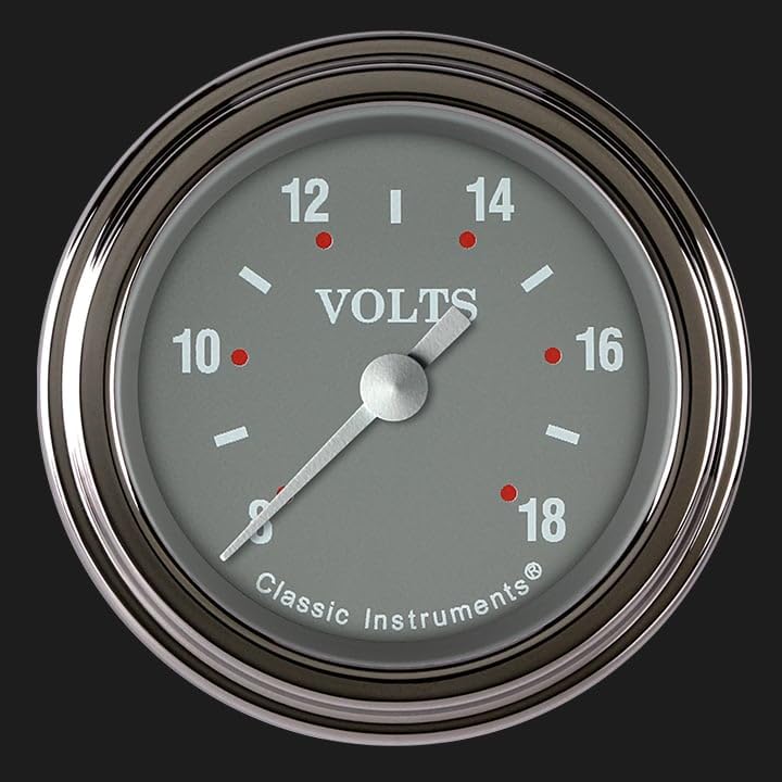 Silver Gray Classic Instruments SG130SLF 2-1/8" Volt Gauge Full Sweep