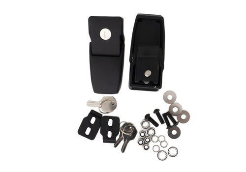 Locking Hood Catch Kit RAMPAGE PRODUCTS for Jeep Wrangler JL | Pair, Stainless Steel, Black Powdercoat | 76337 | Fits 2018-2025 Jeep Wrangler JL/JLU / 2020-2025 Jeep Gladiator JT