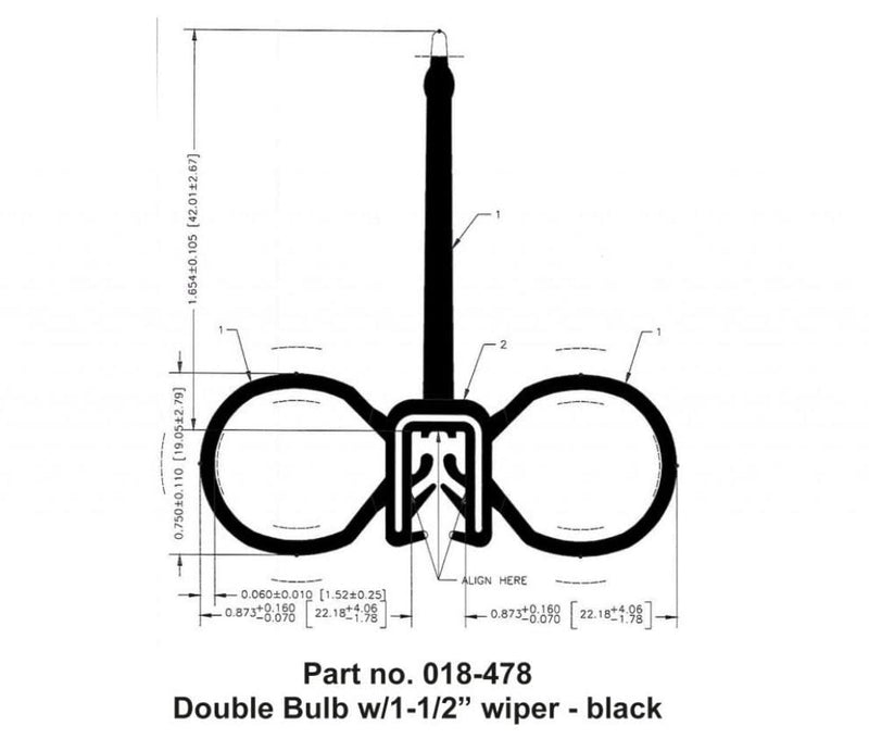 Double Bulb Seal AP Products 018-478 with Slide-On Clip, Black
