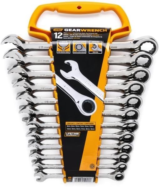 Open End GEARWRENCH Ratcheting Metric Wrench Set 12 Pc., 12 Point - 85597
